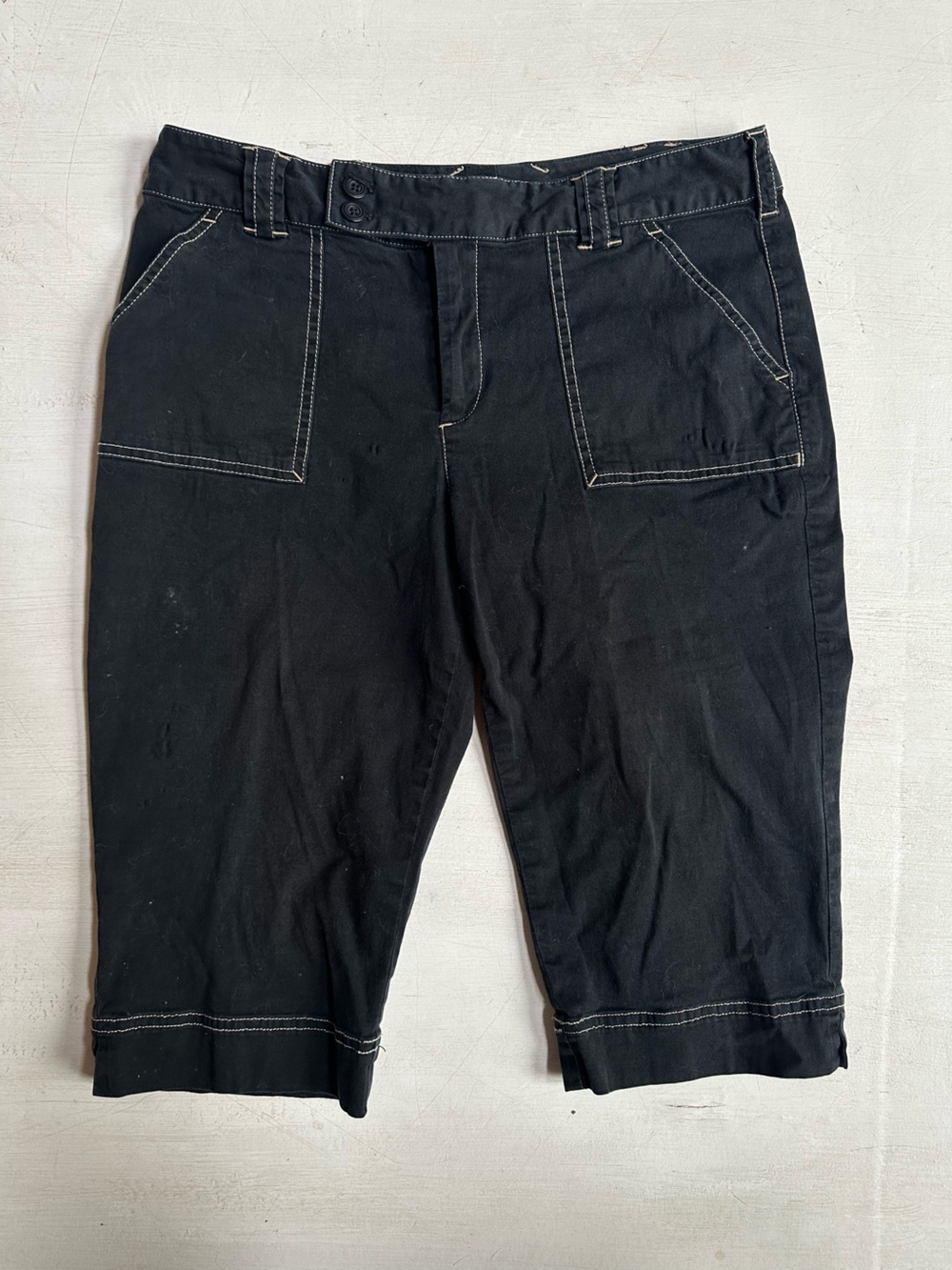 Peace of Cloth Contrast Stitch Black Bermuda Shorts